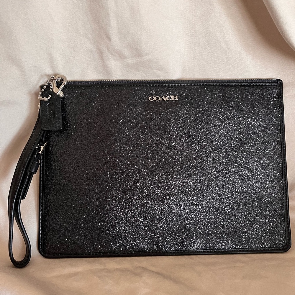 Black Glittery Large Coach Wristlet